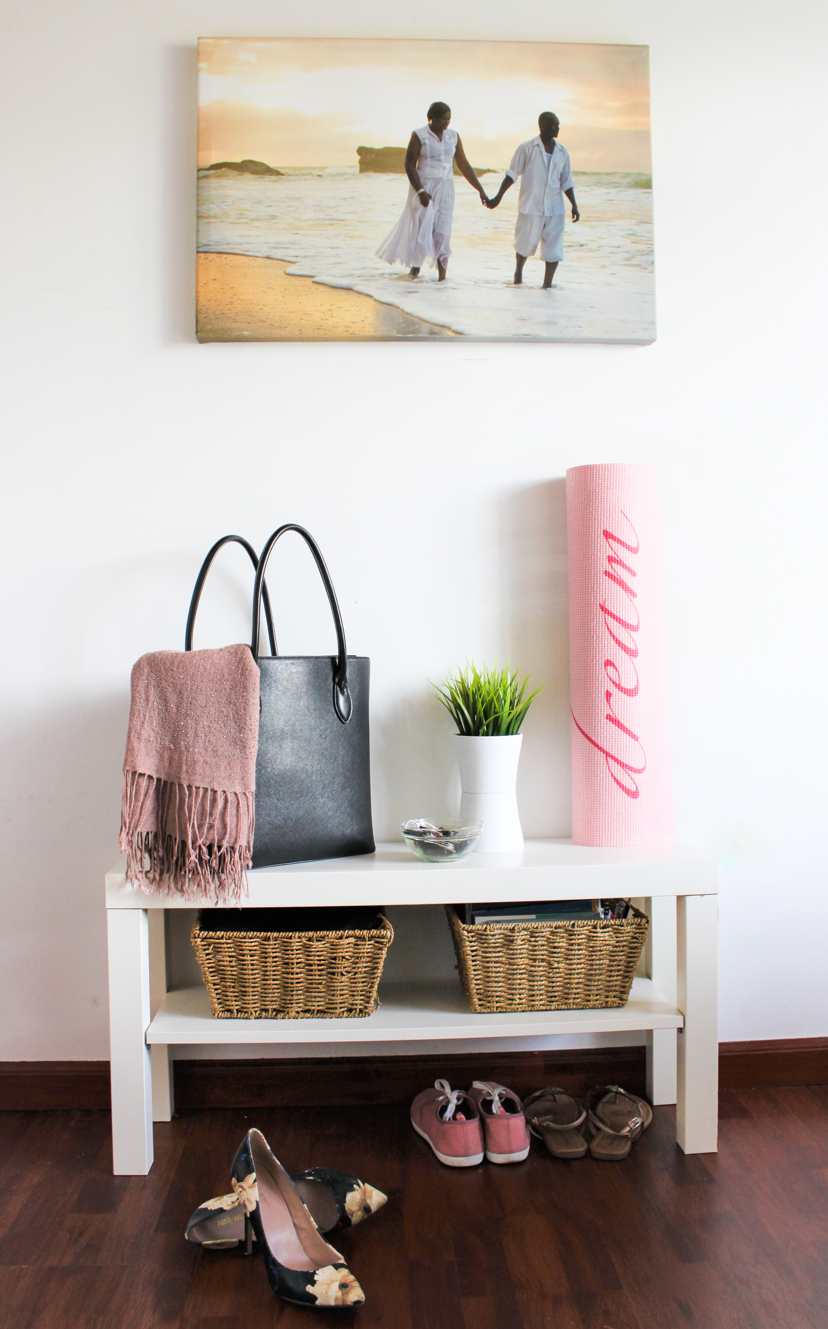 Ikea LACK TV bench perfect for a small entryway (6 ways to use the Ikea LACK TV Bench)