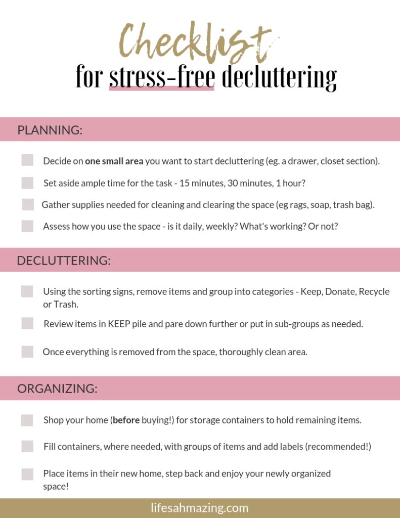 Life's AHmazing Free decluttering checklist