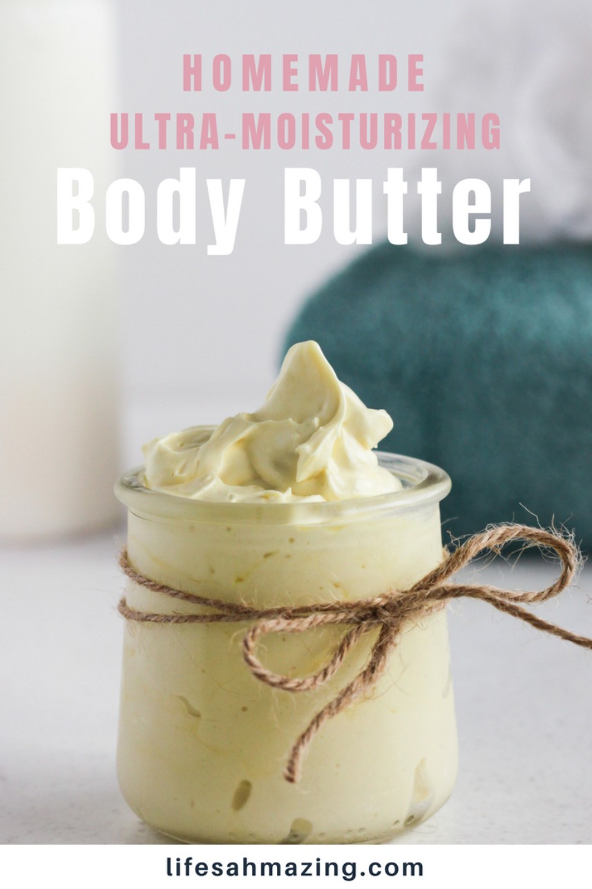 homemade whipped non-greasy lavender body butter for dry skin