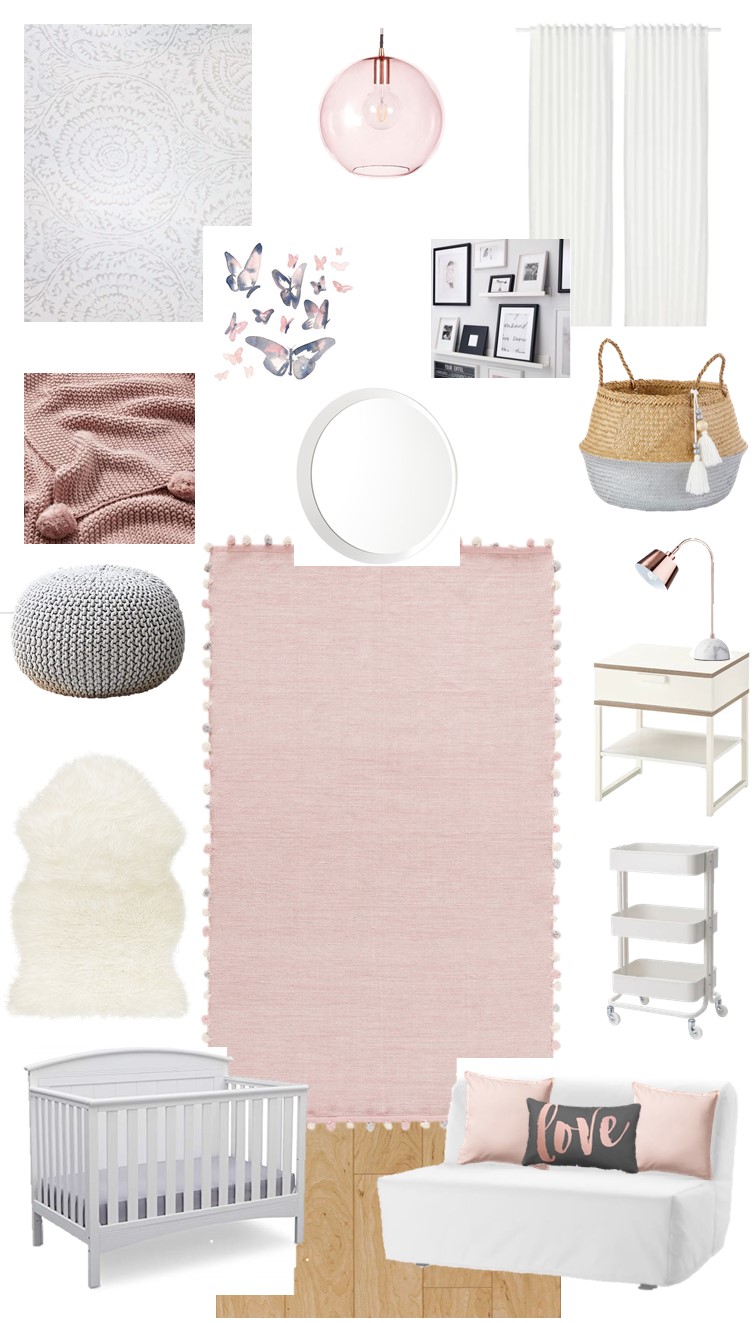 Chic Blush Rose Gold And Grey Nursery Inspiration And Moodboard