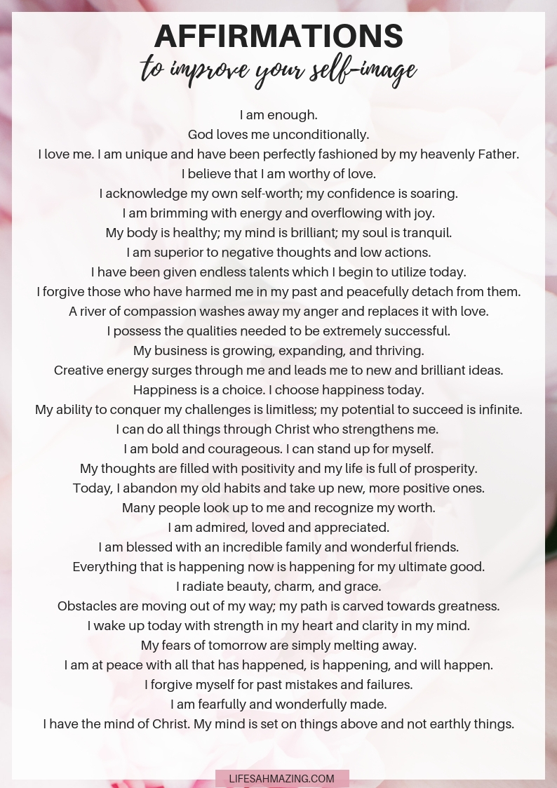 31 positive affirmations to improve your self-image, self-love, self-worth. Positive mindset | Mindset growth | Change your mindset