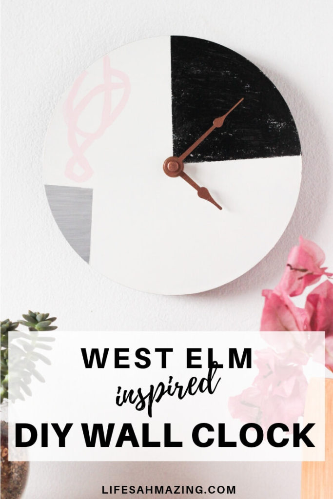 Transform a regular clock into a minimalist piece of wall decor with this easy West Elm inspired DIY Wall Clock tutorial. Get the look without the price tag! #diyhomedecor #westelmknockoff 