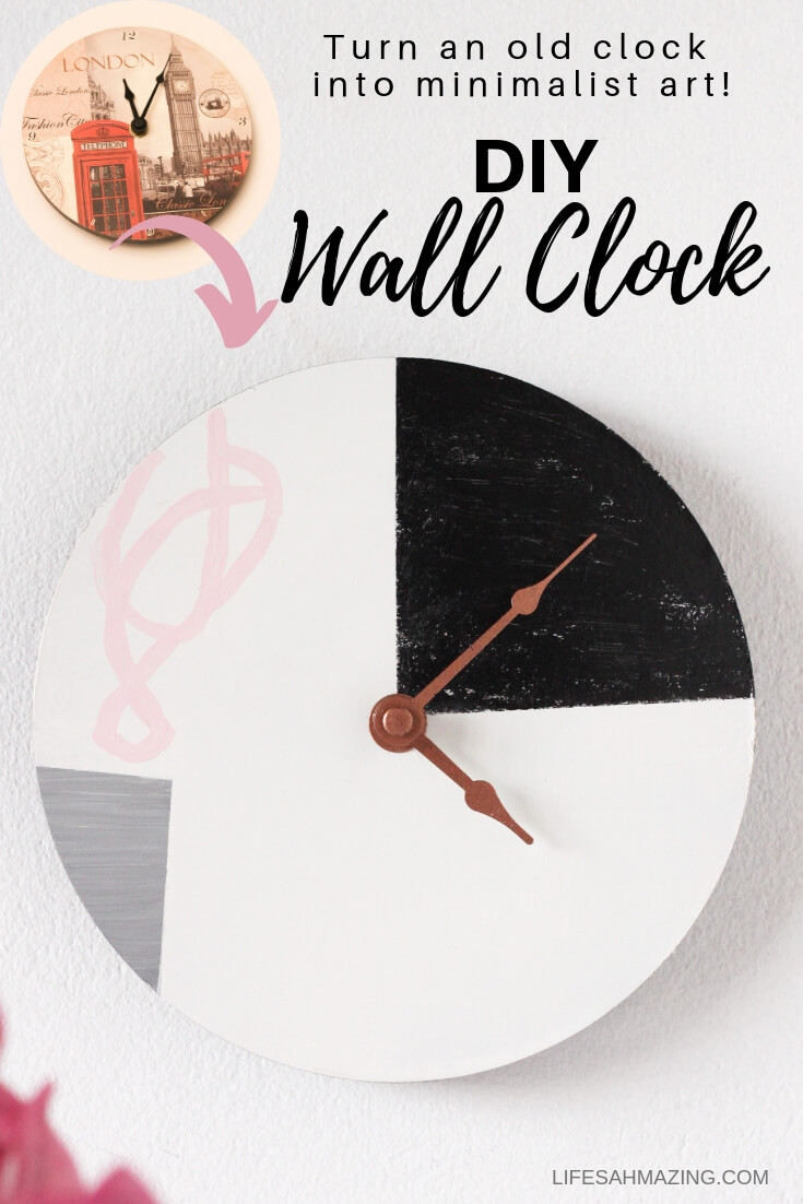 Transform a regular clock into a minimalist piece of wall decor with this easy West Elm inspired DIY Wall Clock tutorial. Get the look without the price tag! #diyhomedecor #westelmknockoff 