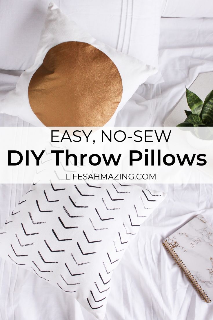 Easy, No Sew DIY Throw Pillows - Mud cloth and scandi-inspired throw pillows