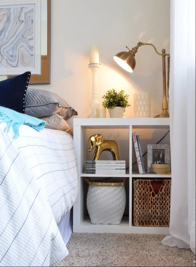 Kallax used as bedside table