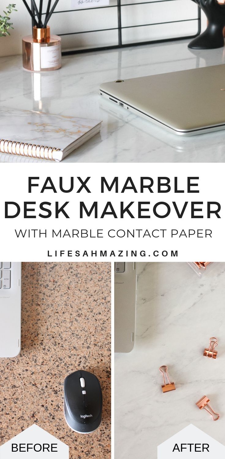 How to Easily Transform an Old Desk with Marble Contact Paper Life's