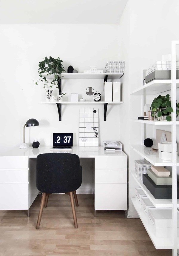 minimalist workspace in living room